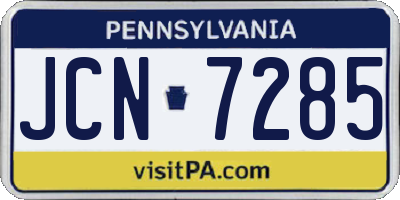 PA license plate JCN7285