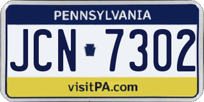 PA license plate JCN7302