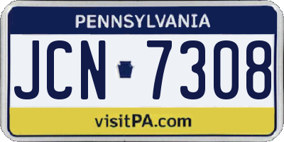 PA license plate JCN7308