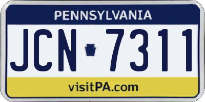PA license plate JCN7311