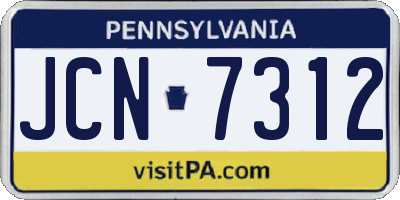 PA license plate JCN7312