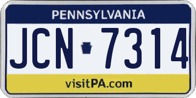 PA license plate JCN7314