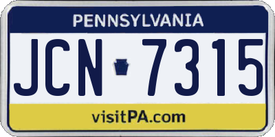 PA license plate JCN7315