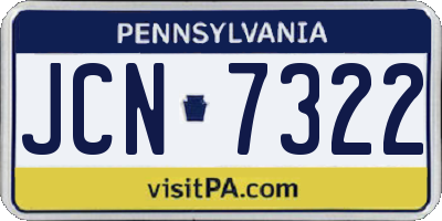 PA license plate JCN7322