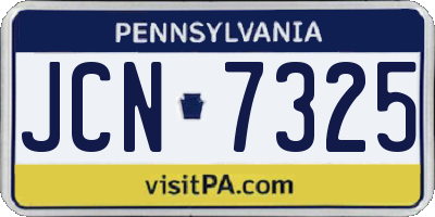 PA license plate JCN7325