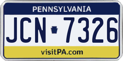 PA license plate JCN7326