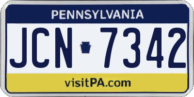 PA license plate JCN7342