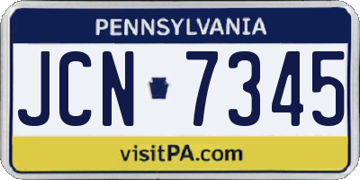 PA license plate JCN7345
