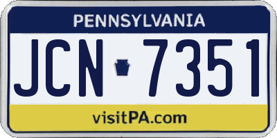 PA license plate JCN7351