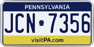 PA license plate JCN7356