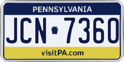 PA license plate JCN7360