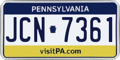 PA license plate JCN7361
