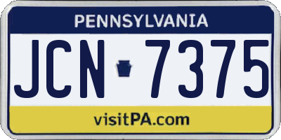 PA license plate JCN7375