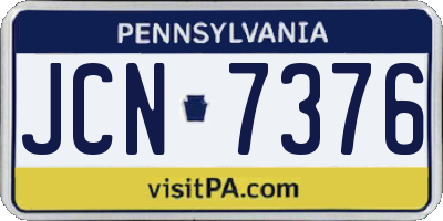 PA license plate JCN7376
