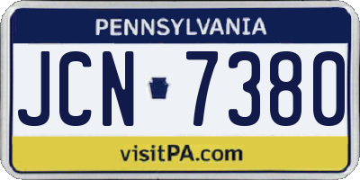PA license plate JCN7380