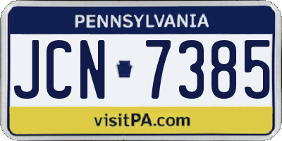 PA license plate JCN7385