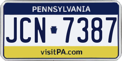 PA license plate JCN7387