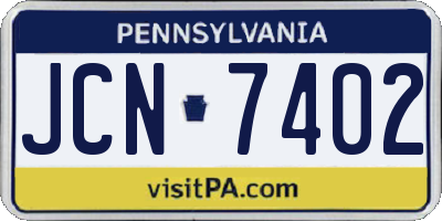 PA license plate JCN7402