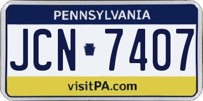 PA license plate JCN7407