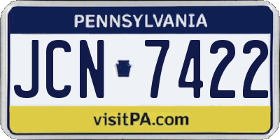 PA license plate JCN7422
