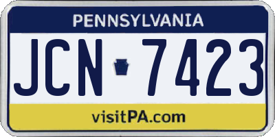 PA license plate JCN7423
