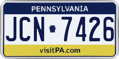 PA license plate JCN7426