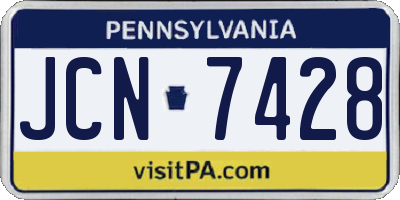 PA license plate JCN7428