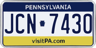 PA license plate JCN7430