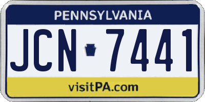 PA license plate JCN7441