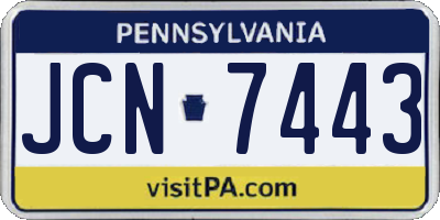 PA license plate JCN7443