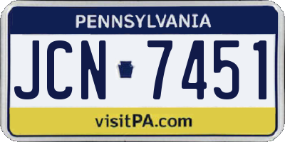 PA license plate JCN7451