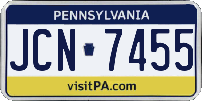 PA license plate JCN7455