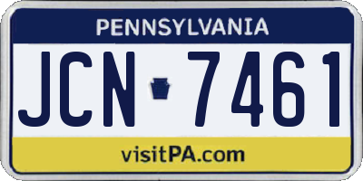 PA license plate JCN7461