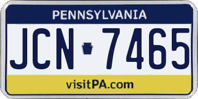 PA license plate JCN7465