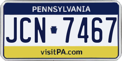 PA license plate JCN7467