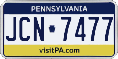 PA license plate JCN7477