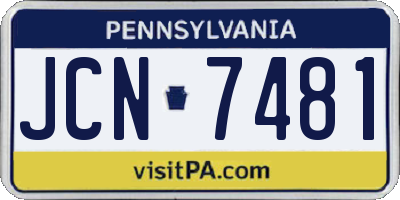 PA license plate JCN7481