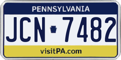 PA license plate JCN7482