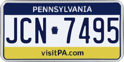 PA license plate JCN7495