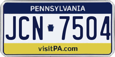 PA license plate JCN7504