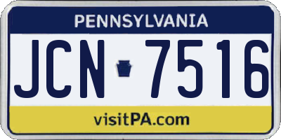 PA license plate JCN7516