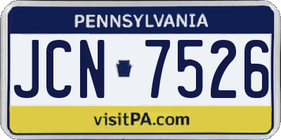 PA license plate JCN7526