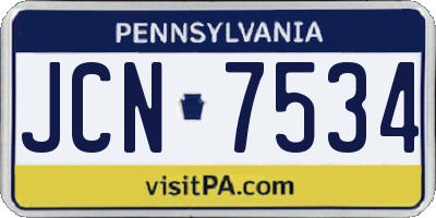 PA license plate JCN7534