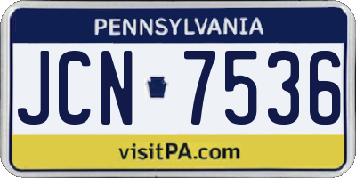 PA license plate JCN7536