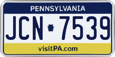 PA license plate JCN7539