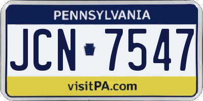 PA license plate JCN7547