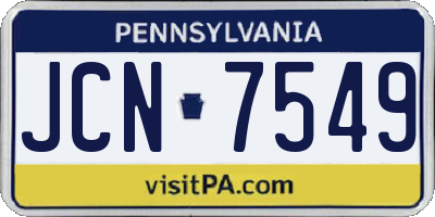 PA license plate JCN7549