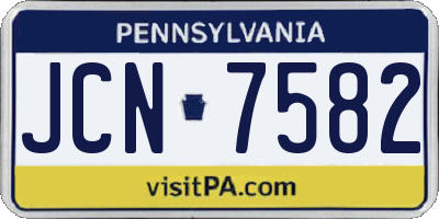 PA license plate JCN7582