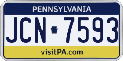PA license plate JCN7593
