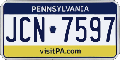 PA license plate JCN7597